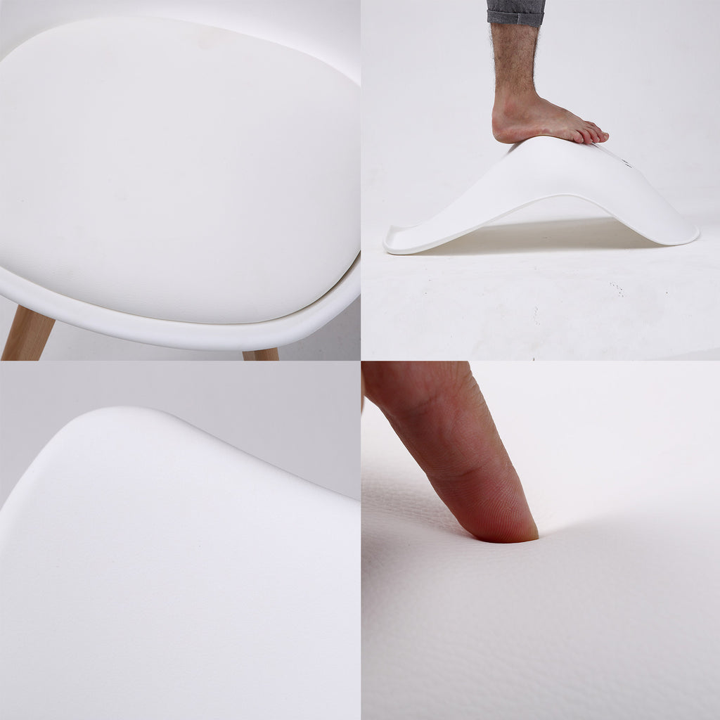 2X Retro Dining Cafe Chair Padded Seat WHITE