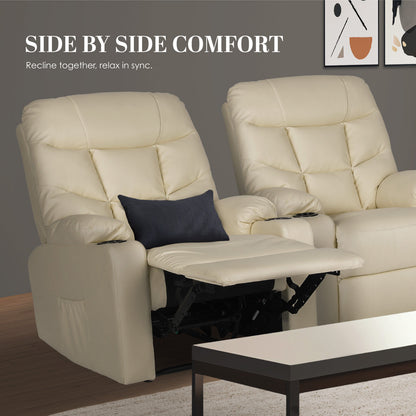 8-Point Electric Massage Recliner Chair - PU Leather Lounge Sofa Armchair ARLEEN BEIGE
