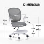 Kids Desk Chair - Children Office Study Seat with Footrest NOVA - Grey