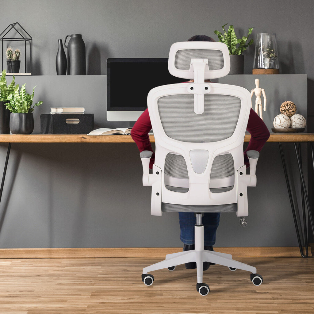 Work Office Chair - Lumber Support, Flip-up Armrest, Adjustable Headrest SITIO - GREY
