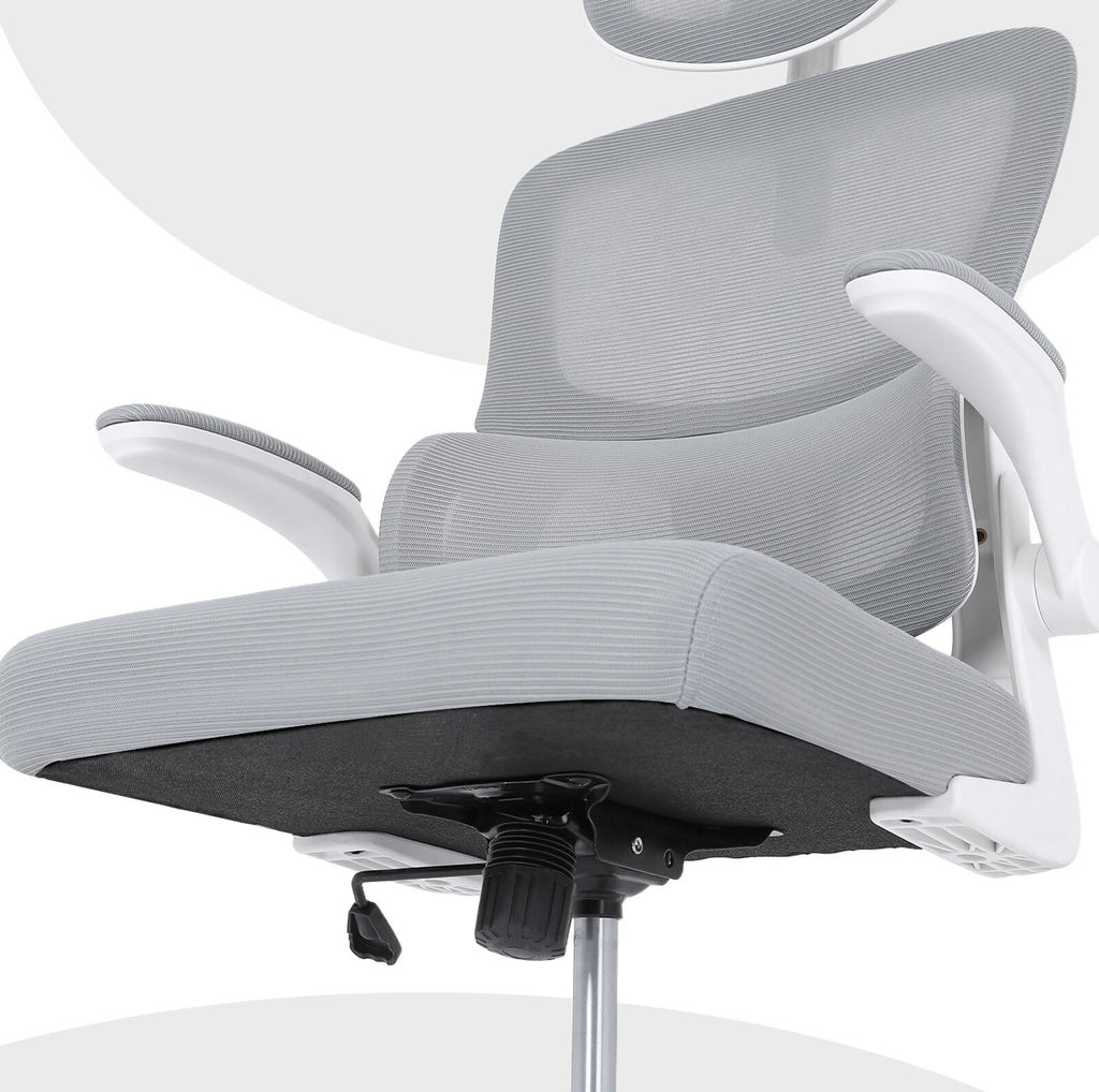 Work Office Chair - Lumber Support, Flip-up Armrest, Adjustable Headrest SITIO - GREY