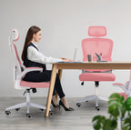 Work Office Chair - Lumber Support, Flip-up Armrest, Adjustable Headrest SITIO - Pink