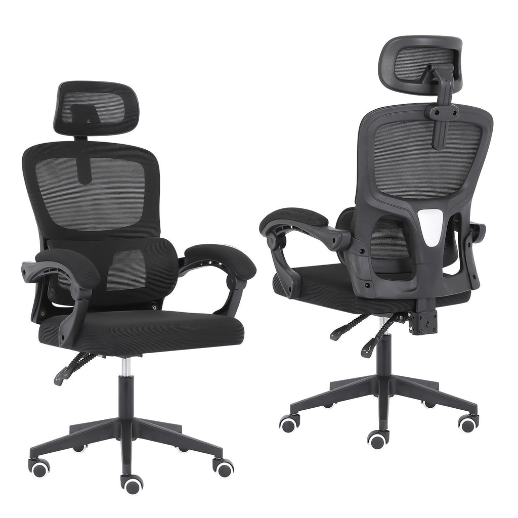 Ergonomic Reclining Office Chair - Lumbar Support, Adjustable Headrest VELTRA - BLACK