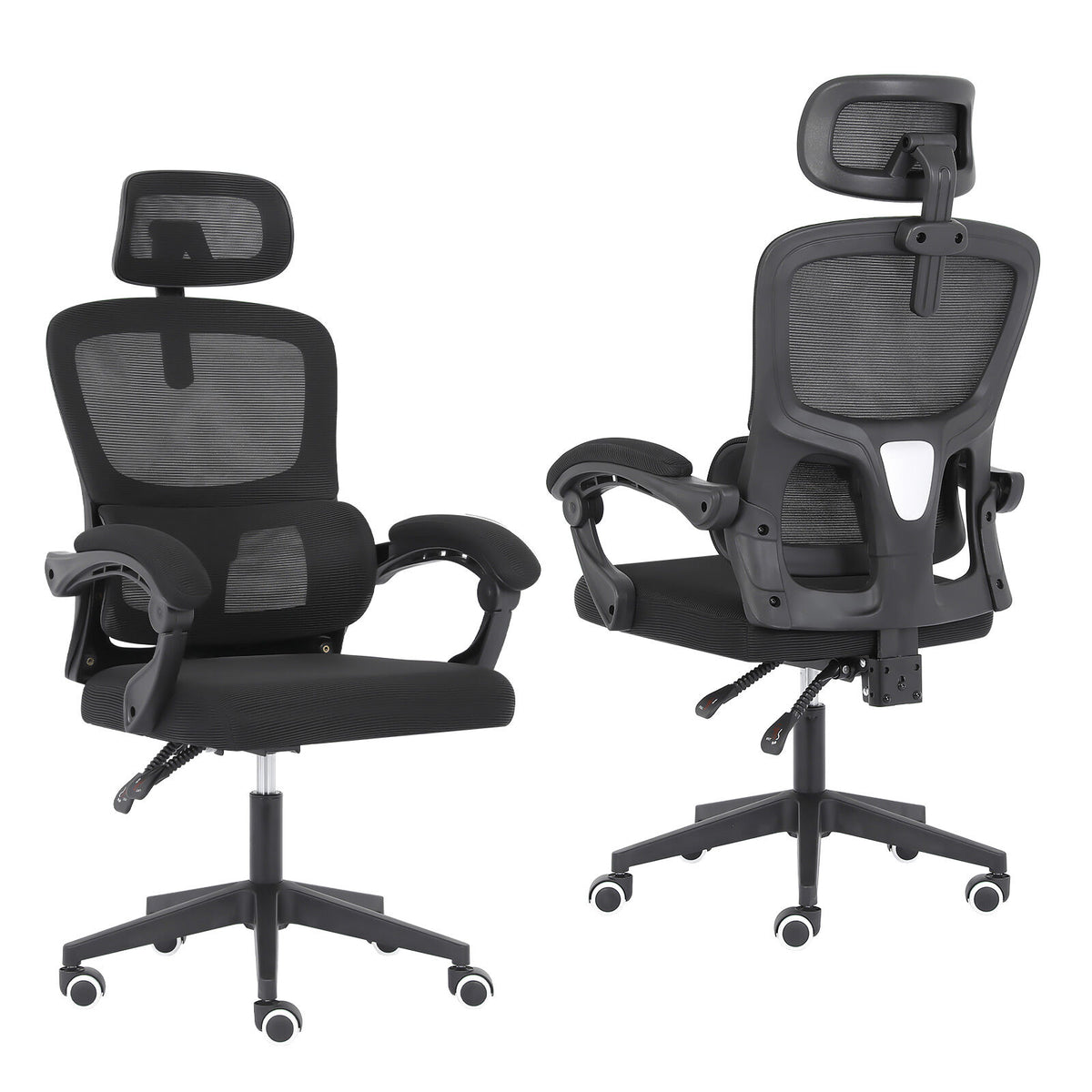 Ergonomic Reclining Office Chair - Lumbar Support, Adjustable Headrest VELTRA - BLACK