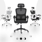 Ergonomic Reclining Office Chair - Lumbar Support, Adjustable Headrest VELTRA - BLACK