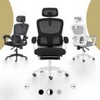 Ergonomic Reclining Office Chair - Footrest, Lumbar Support, Adjustable Headrest VELTRA - BLACK