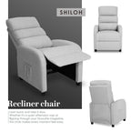 Home Recliner Chair - Linen Fabric Sofa Lounge Armchair SHILOH GREY