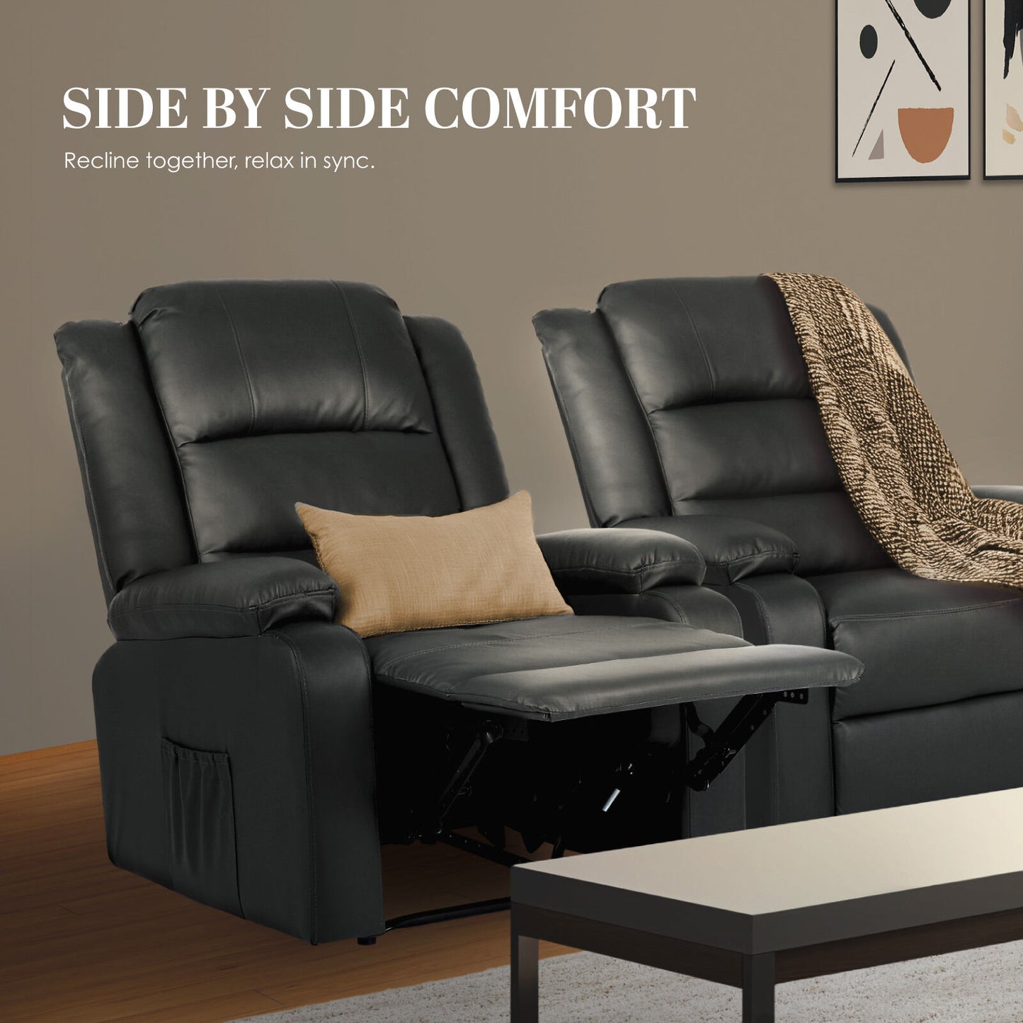 Home Recliner Chair - PU Leather Sofa Lounge Armchair MARLO GREY