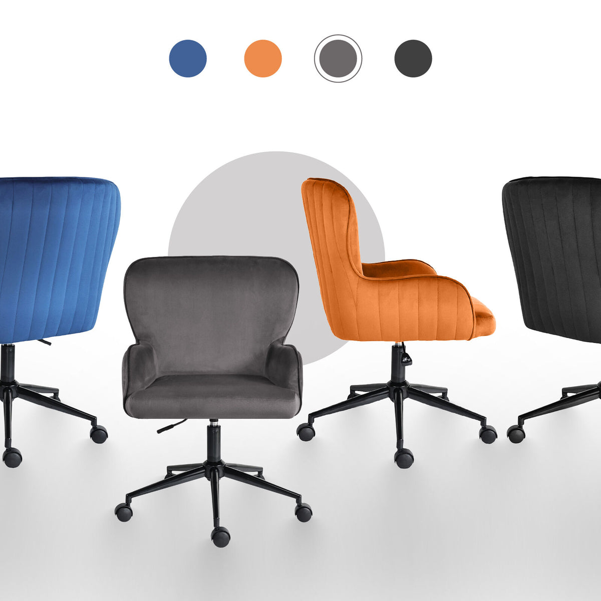 Desk Armchair - Home Office Swivel Chair Adjustable Height Seat PLUME GREY