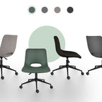 2 Set Office Desk Chair - PU Leather Home Swivel Chair Cut-Out Seat HALO GREEN