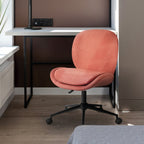 Office Desk Chair - Linen Fabric Armless Swivel Study Seat OVOID EARTHY RED