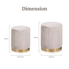 2X Side Table Storage Ottoman - Velvet Stool MIRA Cream