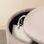 2X Side Table Storage Ottoman - Velvet Stool MIRA Cream