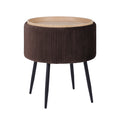 Side Table Storage Ottoman - Velvet Padded Stool Vanity Footstool CLEO BROWN
