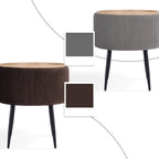 Side Table Storage Ottoman - Velvet Padded Stool Vanity Footstool CLEO BROWN
