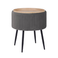 Side Table Storage Ottoman - Velvet Padded Stool Vanity Footstool CLEO GREY