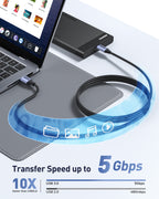 BENFEI 369GY 3M USB 3.0 to USB C Cable, 5Gbps High-Speed Data Sync & 3A Charging
