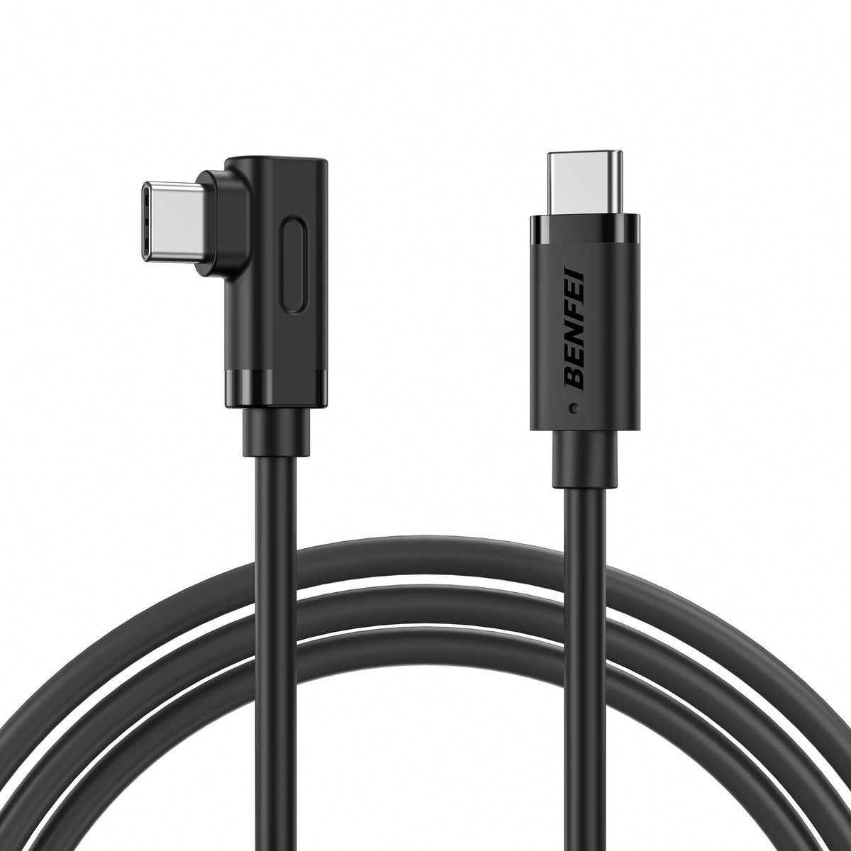 BENFEI 428BK-3M USB C to Right Angle USB C Cable , 90-dgree Angled USB 2.0 Type C Charger Cable, 3A Fast Charging & 480Mbps Data Sync, Durable PVC