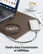 BENFEI 428BK-3M USB C to Right Angle USB C Cable , 90-dgree Angled USB 2.0 Type C Charger Cable, 3A Fast Charging & 480Mbps Data Sync, Durable PVC