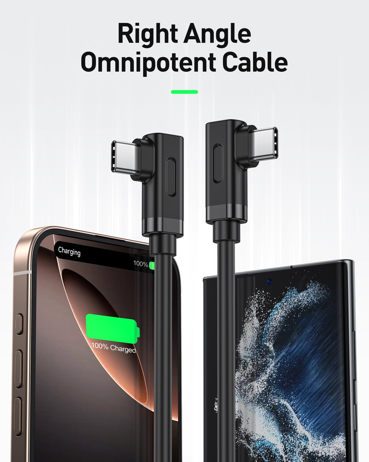 BENFEI 429BK-3M Right Angle USB C Cable 90-Degree, USB 2.0 Type C Charger Cable 3A Fast Charging, Nylon Braided USB-C to USB-C Cord