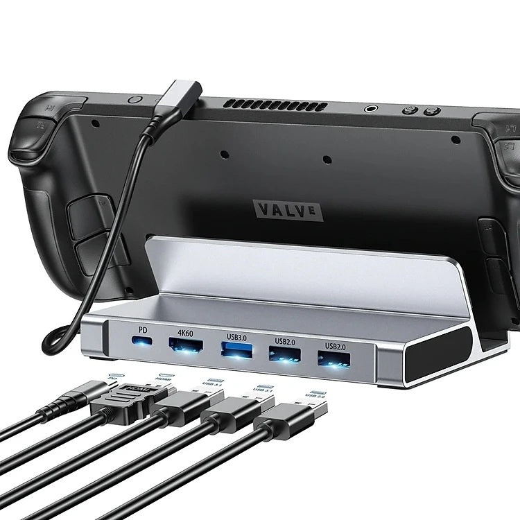 CHOETECH HUB-M77-GY PD100W 5-in-1 USB-C PD+HDMI+USB 3.0A/F+USB2.0 Steam Deck Docking Station
