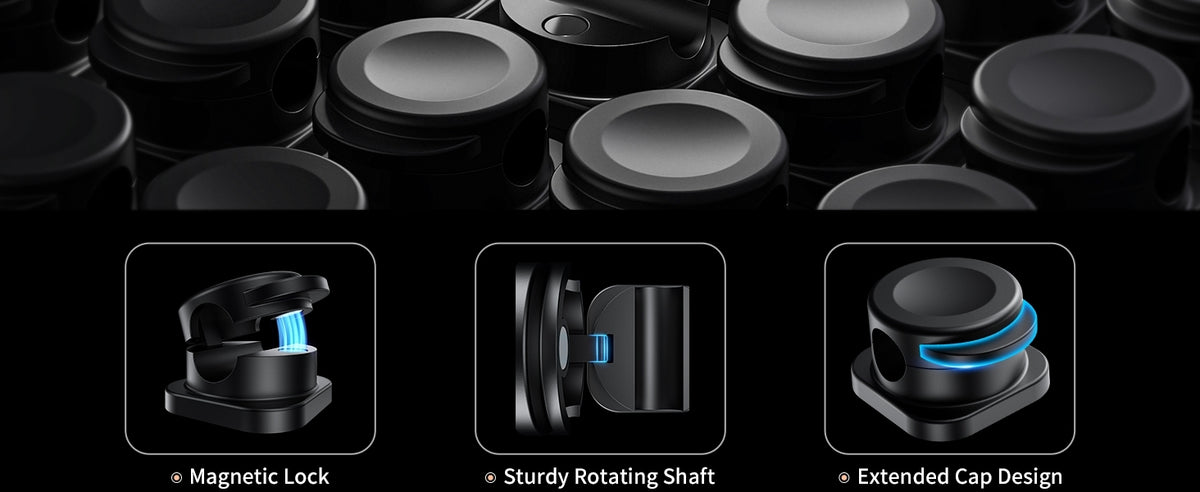 CHOETECH MCC001-BK 6 Pack Professional grade Magnetic Lock Cord Holder Clips Black