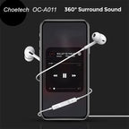 Choetech OC-A011 USB-C In-Ear Headphones 1.2m - White