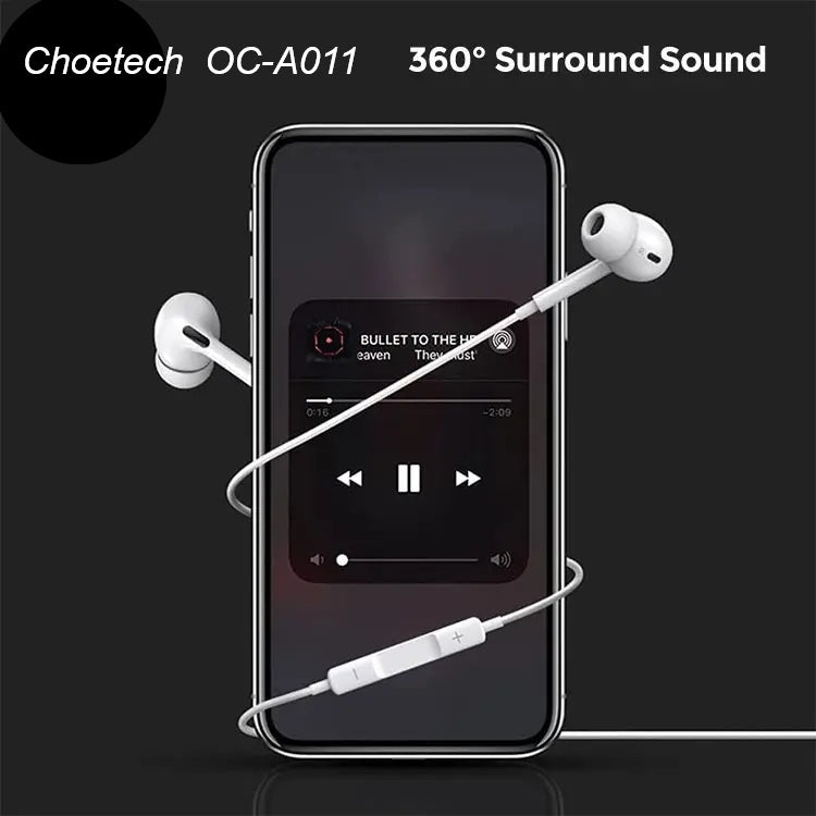 Choetech OC-A011 USB-C In-Ear Headphones 1.2m - White
