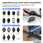 CHOETECH T606-F USB-A +USB-C Magnetic Charger for Samsung & Apple Watch