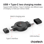 CHOETECH T606-F USB-A +USB-C Magnetic Charger for Samsung & Apple Watch