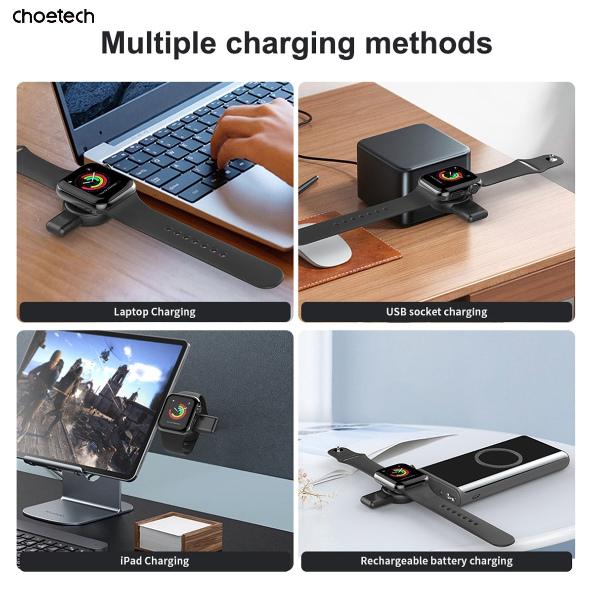 CHOETECH T606-F USB-A +USB-C Magnetic Charger for Samsung & Apple Watch