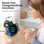 CHOETECH T608-F-BK 15W 4-in-1 Wireless Charger Stand for iWatch and Samsung Watch (Black)