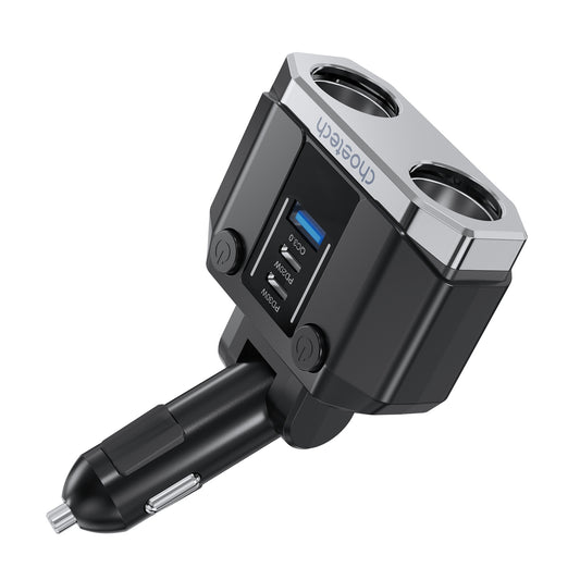 CHOETECH TC0020 45W 2 Sockets + 2x USB-C + 1x USB-A Cigarette Lighter Splitter