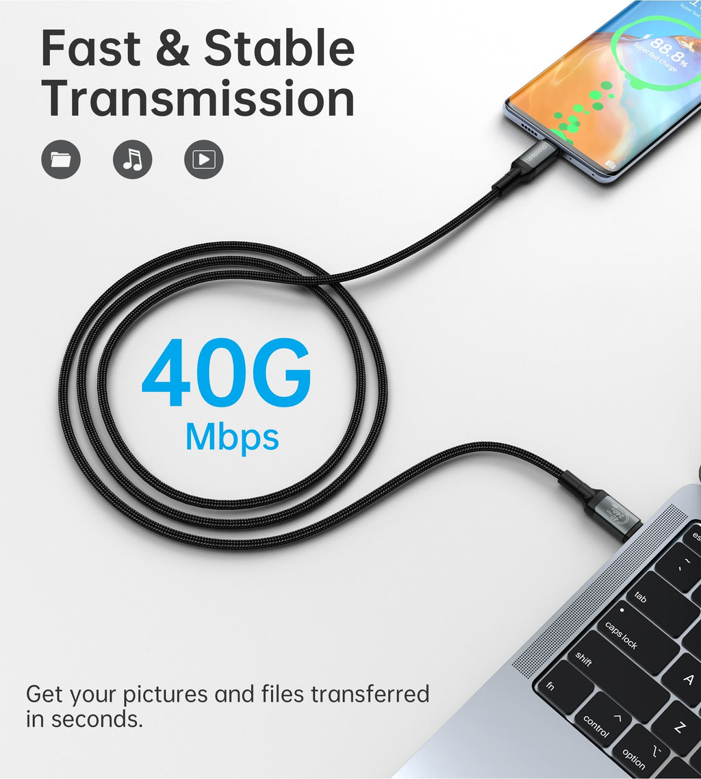 CHOETECH XCC-1042 Gen3.0 USB4.0 with 8K @ 60hz Video & Audio 240W USB-C to C Braided Cable 2M