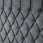 Paris Tall Tufted Velvet Dark Grey Bed with Storage Drawer - King
