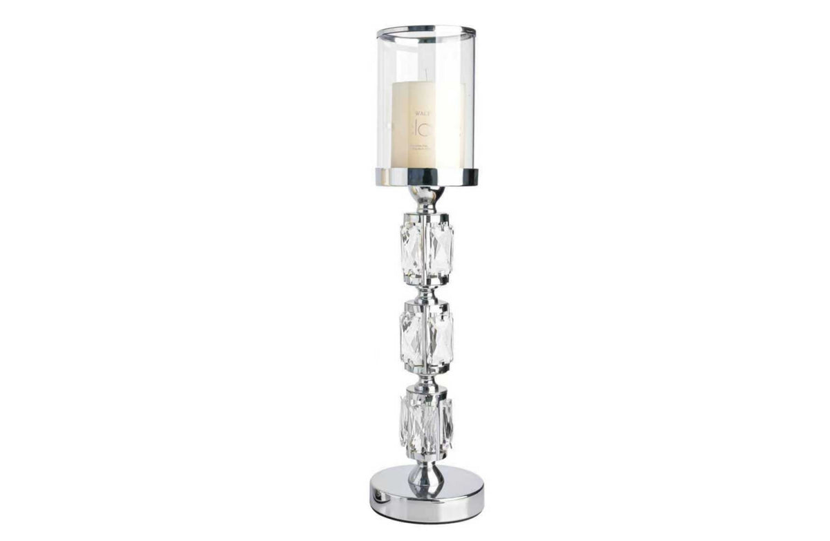 Abode Crystal Candle Holder – Silver - Large