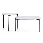 Interior Ave - Bianco Nested Coffee Table Set - White Marble Stone