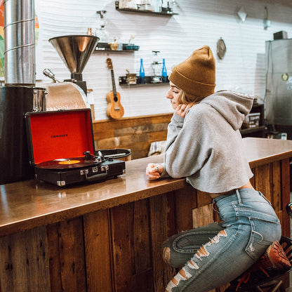 Crosley Cruiser Bluetooth Portable Turntable - Black + Bundled Majority D40X Bluetooth Speakers