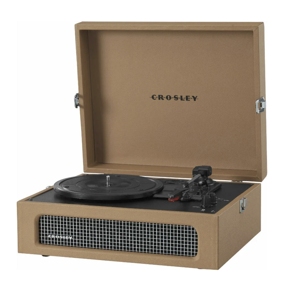 Crosley Voyager Bluetooth Portable Turntable + Bundled Crosley Record Storage Display Stand - Tan