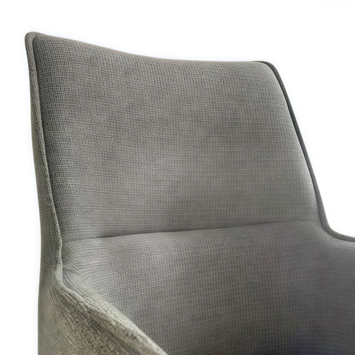 Dining Chair Green Linen Fabric Upholstered Seat Powder Coated Iron Legs