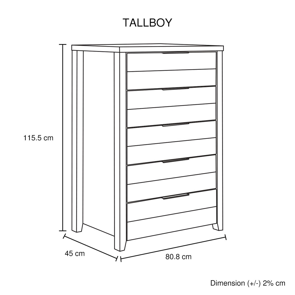 4 Pieces Bedroom Suite Natural Wood Like MDF Structure Double Size Oak Colour Bed, Bedside Table & Tallboy