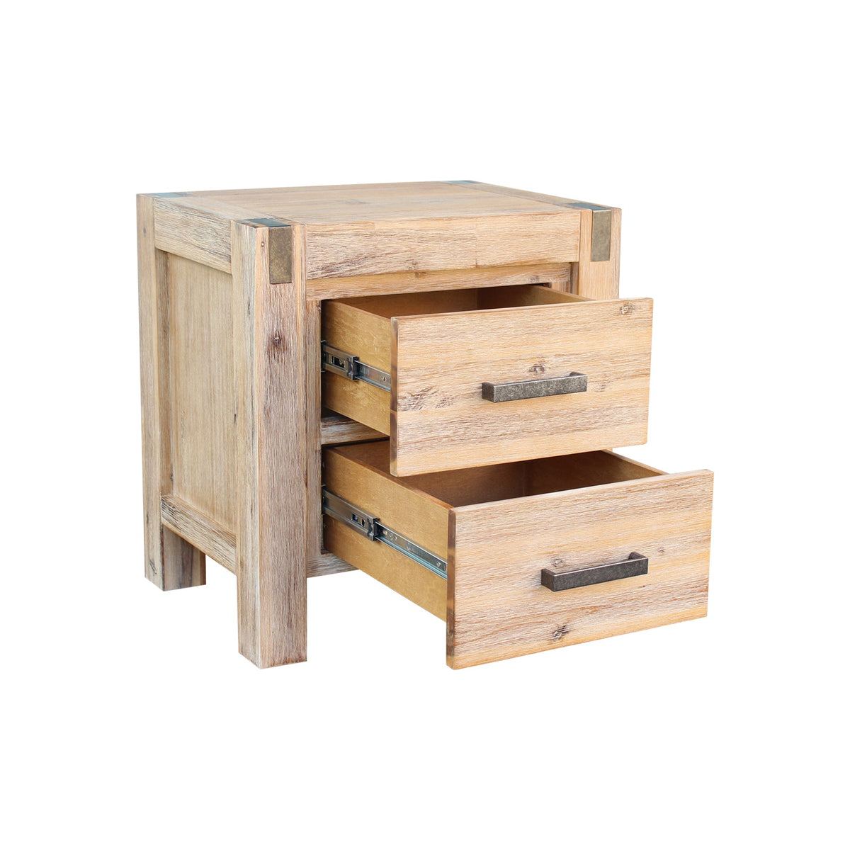 4 Pieces Bedroom Suite in Solid Wood Veneered Acacia Construction Timber Slat King Size Chocolate Colour Bed, Bedside Table & Dresser