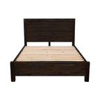 4 Pieces Bedroom Suite in Solid Wood Veneered Acacia Construction Timber Slat Double Size Chocolate Colour Bed, Bedside Table & Tallboy