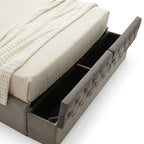 King Storage Bed Frame Fabric Upholstery Tufted Headboard