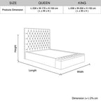 Queen Storage Bed Frame Fabric Upholstery Tufted Headboard