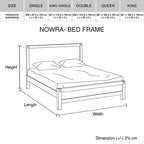 Bed Frame Double Size in Solid Wood Veneered Acacia Bedroom Timber Slat in Oak