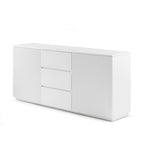 Buffet Ceramic Table Top MDF Cabinet Storage Stainless Steel In White