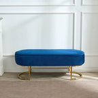 Bench Chair In Blue Velvet Fabric