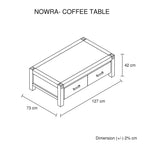 Coffee Table Solid Acacia Wood & Veneer 1 Drawers Storage Oak Colour