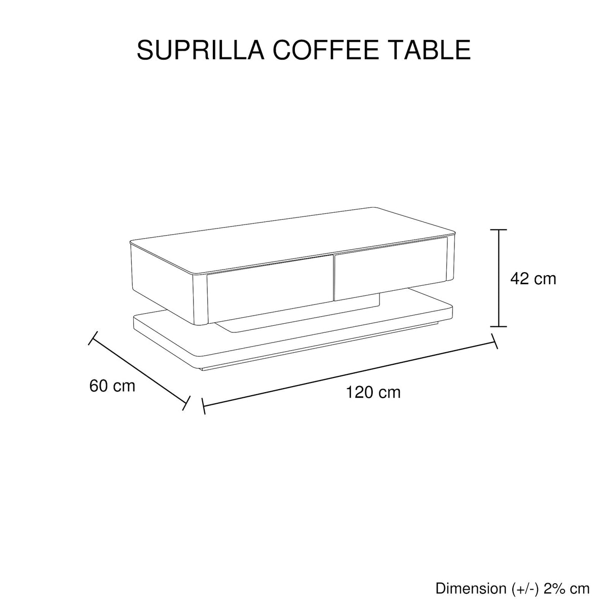 Stylish Coffee Table High Gloss Finish Shiny White Colour with 4 Drawers Storage